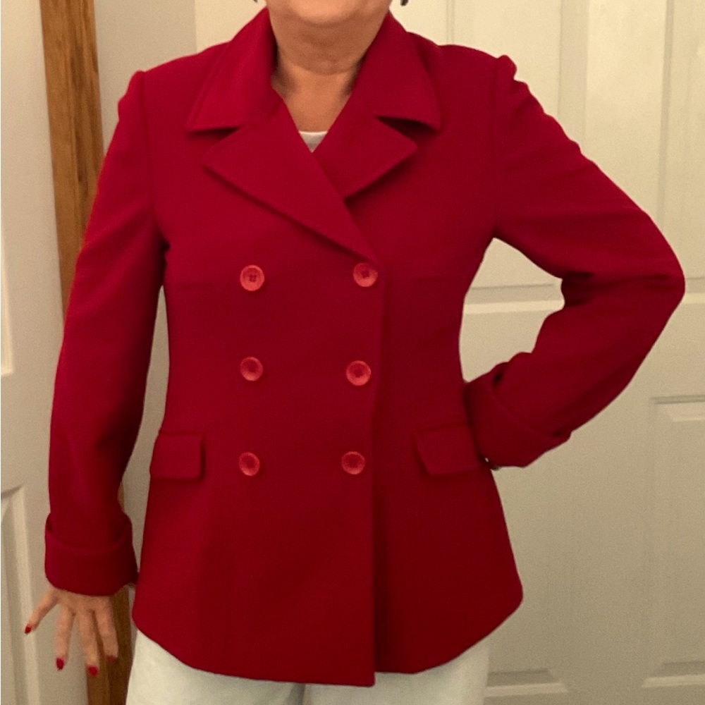 Double breasted pea coat style blazer